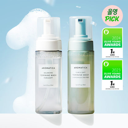 [Aromatica] Pure & Soft Feminine Wash 170ml | Gentle Daily & Refreshing Care (3 Types – Duo / Refill)