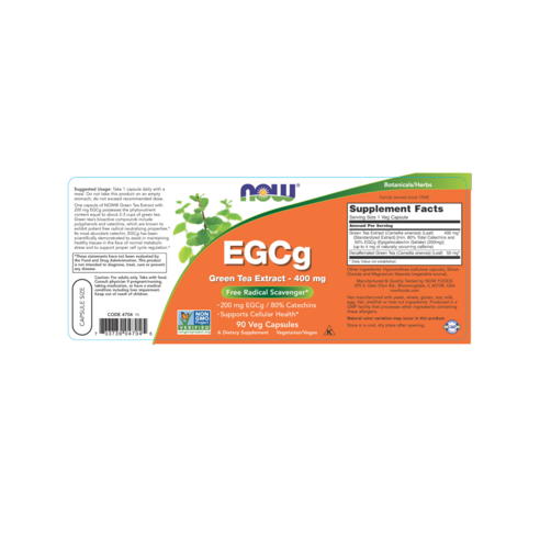 [NOW Foods] EGCg Green Tea Extract 400mg | 90 Veg Capsules | GlowLab