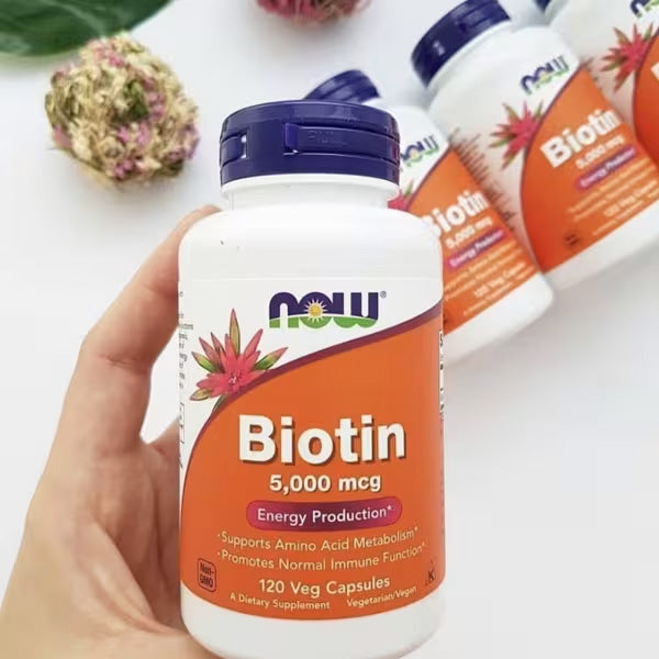[NOW Foods] Biotin 10mg / 1000mcg / 5000mcg | Vegan Dietary Supplement | 60–120 Veg Capsules | GlowLab