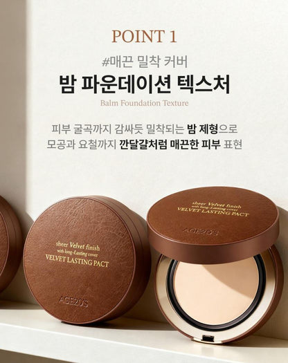 [AGE20S] Velvet Lasting Pact Sheer Velvet Finish Cushion Set (Main 14g + Refill 14g + Pouch)