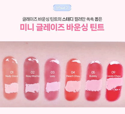 [2aN] Mini Glaze Bouncing Tint Glossy Radiant Finish Lip Tint 2g | 6 Shades