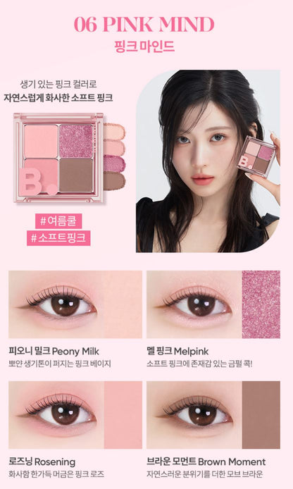 [BANILA CO.] Mood On Eye Palette Soft Matte & Jelly Glitter Finish 4 Shades