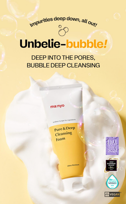 [ma:nyo Factory] Pure & Deep Cleansing Foam | Gentle Hydrating Cleanser | 160ml × 2 Set | GlowLab