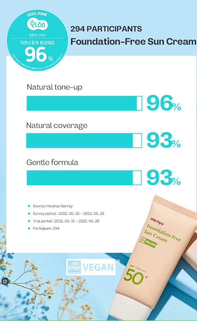 [ma:nyo Factory] Foundation-Free Sun Cream SPF50+ PA++++ | Tinted Vegan Physical Sunscreen | 50ml