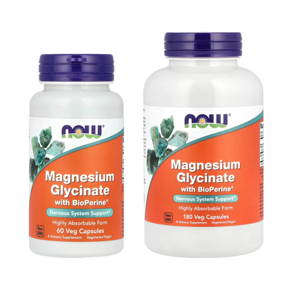 [NOW Foods] Magnesium Glycinate with BioPerine | Premium Magnesium Formula | 60 Veg Capsules | GlowLab