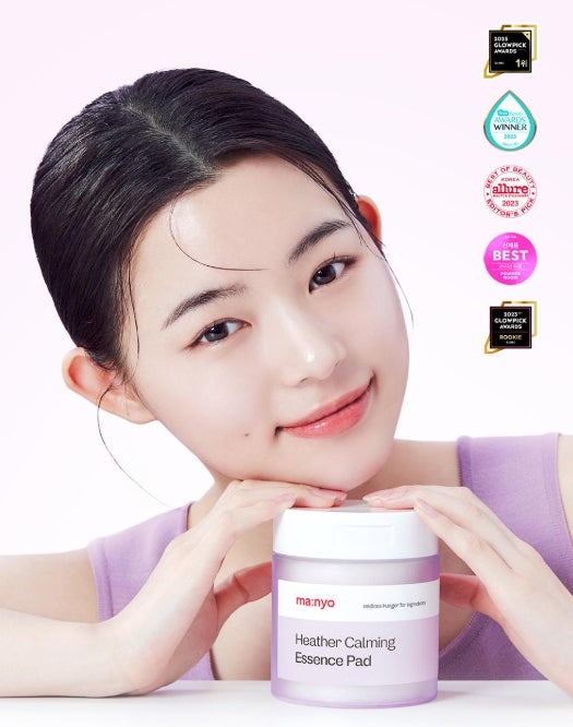 [ma:nyo Factory] Heather Calming Essence Pad | Soothing & Hydrating Toner Pads | 60 Pads