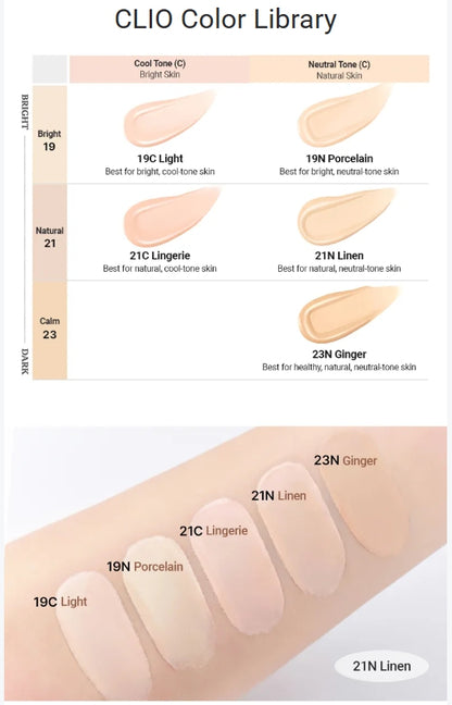 [CLIO] Kill Cover Founwear Foundation The Original 35ml | Lightweight Full Coverage Liquid Foundation (Olive Young Exclusive Set)