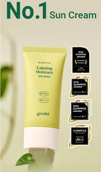 [Goodal] Heartleaf Calming Moisture Sun Cream 1+1 Set – Lightweight Hydration & Soothing Daily Care | 50ml x 2