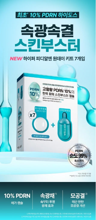 [WELLAGE] Hyper PDRN One-Day Skincare Kit Lightweight Hydrating Finish 7-Count