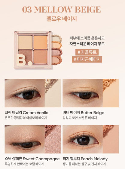 [BANILA CO.] Mood On Eye Palette Soft Matte & Jelly Glitter Finish 4 Shades