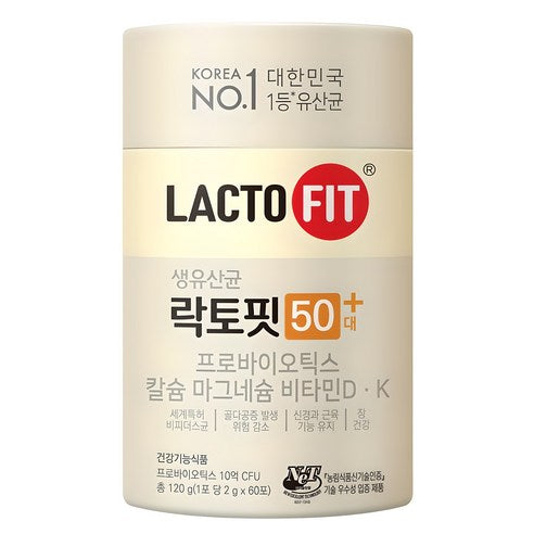 Lacto-Fit 50+ Probiotics with Calcium, Magnesium, Vitamins D & K | 60 Sticks (2 g)