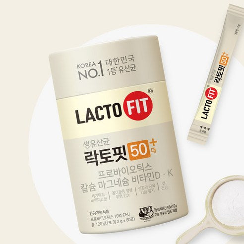 Lacto-Fit 50+ Probiotics with Calcium, Magnesium, Vitamins D & K | 60 Sticks (2 g)