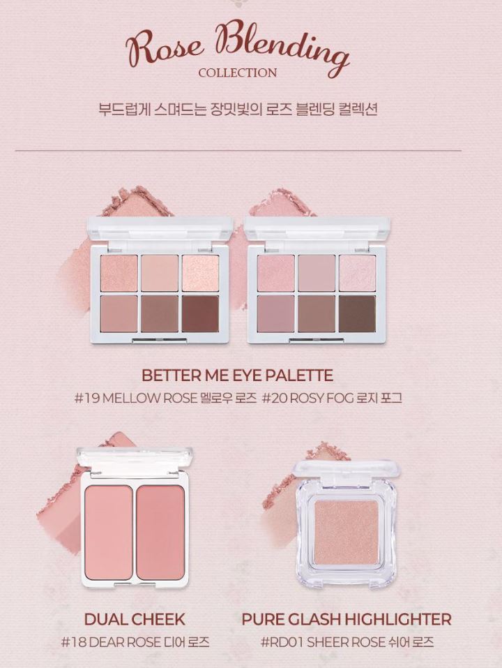 [2aN] Dual Cheek Blush Palette Soft Rose Radiant Finish 2 Shades (18 Colors)