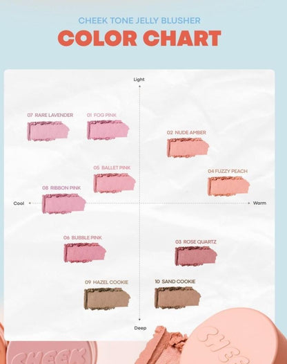 [TONYMOLY] Cheek Tone Jelly Blusher Soft Buildable Color Finish 10 Shades