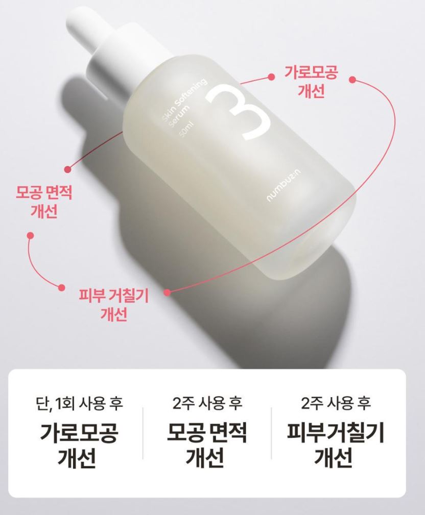[numbuzin] No.3 Skin-Softening Serum Smooth Texture Finish Set 50ml + 15ml
