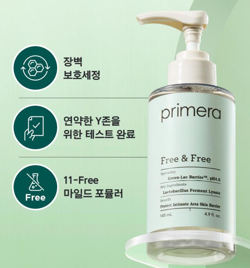[primera] Free & Free Intimate Cleansing Gel Mild pH 4.5 Set 145ml + 145ml Refill