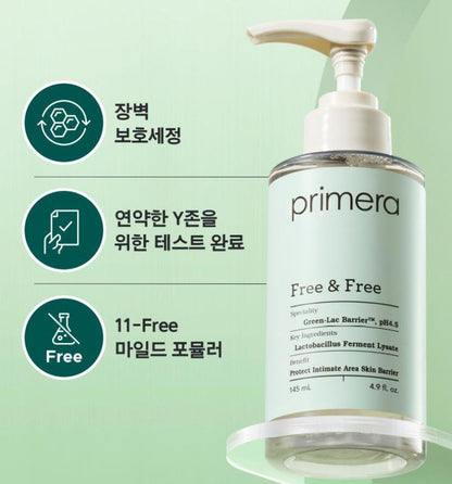 [primera] Free & Free Intimate Cleansing Gel Mild pH 4.5 Set 145ml + 145ml Refill