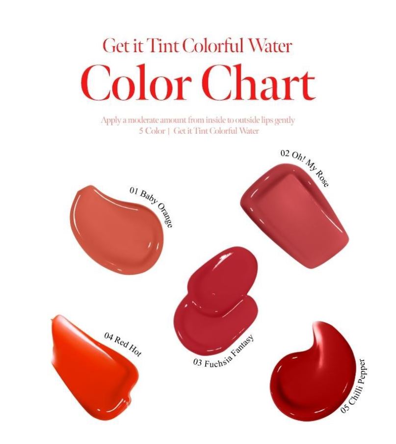 [TONYMOLY] Get It Tint Colorful Water Lightweight Glossy Lip Tint 5 Shades 3g
