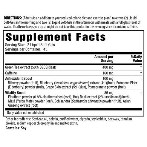 [Applied Nutrition] Green Tea Fat Burner Formula | Dietary Supplement | 90 Softgels