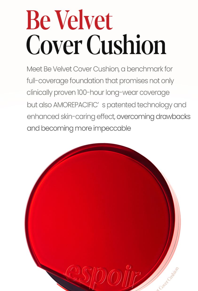 [espoir] Be Velvet Cover Cushion 15g + Refill | Long-Wear Velvet Finish SPF42 PA++