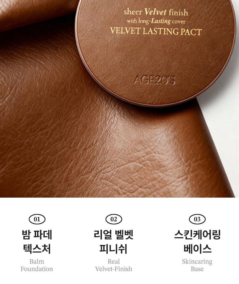 [AGE20S] Velvet Lasting Pact Sheer Velvet Finish Cushion Set (Main 14g + Refill 14g + Pouch)