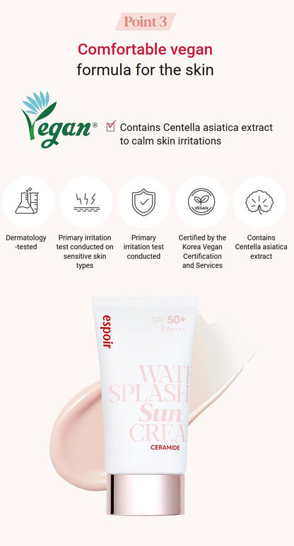 [espoir] Water Splash Sun Cream Ceramide SPF50+ PA++++ | 60mL