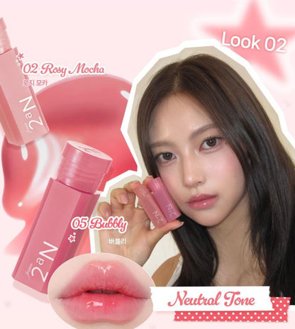 [2aN] Mini Glaze Bouncing Tint Glossy Radiant Finish Lip Tint 2g | 6 Shades