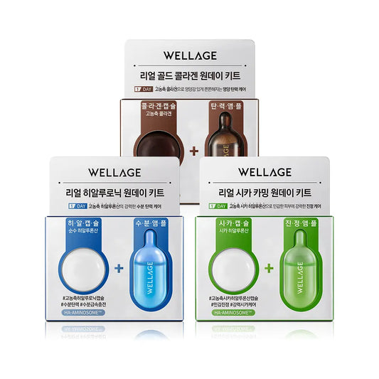 [WELLAGE] One Day Kit Radiant Hydration Finish 1 Kit (Hyaluronic / Cica / Collagen) by Olive Young