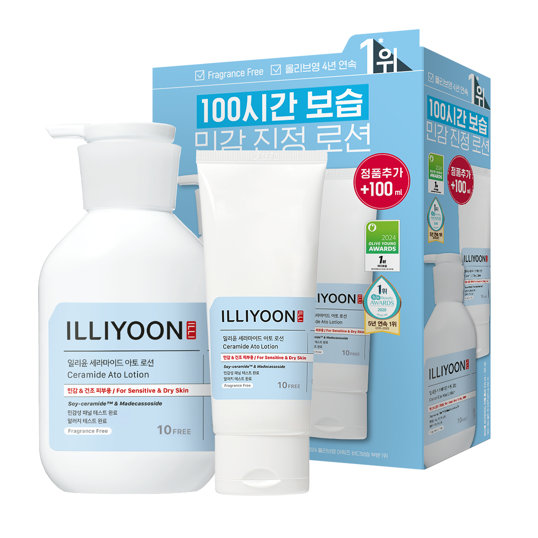 [illiyoon] Ceramide Ato Lotion Lightweight Moisturizing Body Lotion Set 334ml + 100ml