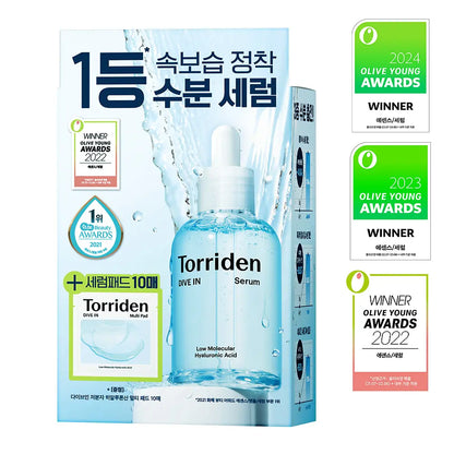 [Torriden] Dive-In Lightweight Moisture Glow Serum Set 50ml + Multi Pads (10 Sheets)