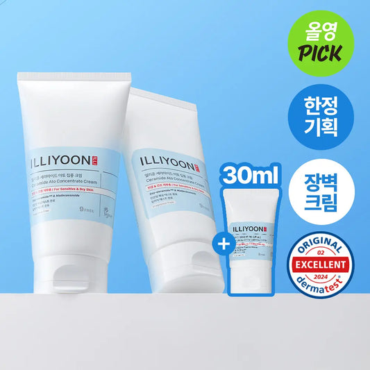 [illiyoon] Ceramide Ato Concentrate Cream Rich Comfort Moisturizing Finish Set (150 ml ×2 + 30 ml / 150 ml ×2)