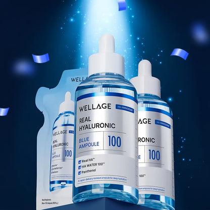 [WELLAGE] Real Hyaluronic Blue Ampoule Hydrating Glow Finish 75ml Limited Set by Olive Young