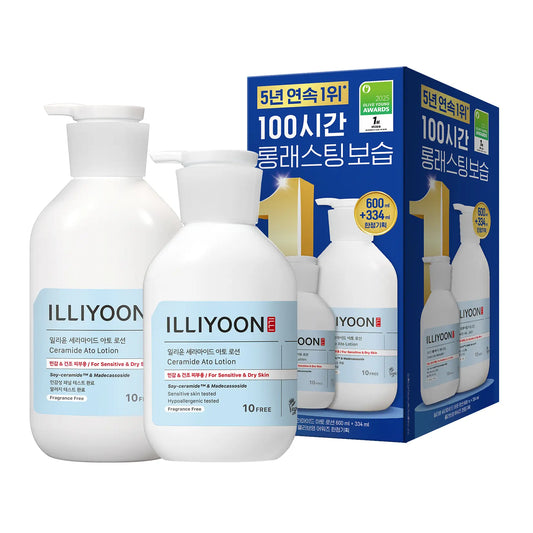 [illiyoon] Ceramide Ato Lotion Lightweight Moisturizing Body Lotion Set 600 ml + 334 ml