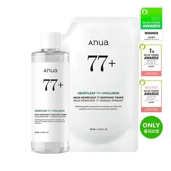 [Anua] Heartleaf 77 Soothing Toner + 350ml Refill Pack 700ml by oliveYoung