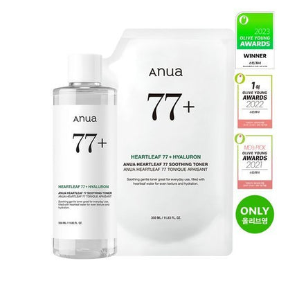 [Anua] Heartleaf 77 Soothing Toner + 350ml Refill Pack 700ml by oliveYoung
