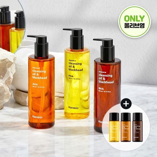 [Hanskin] Cleansing Oil & Blackhead 3 Types (AHA / BHA / PHA) | 300ml | Olive Young Exclusive Set