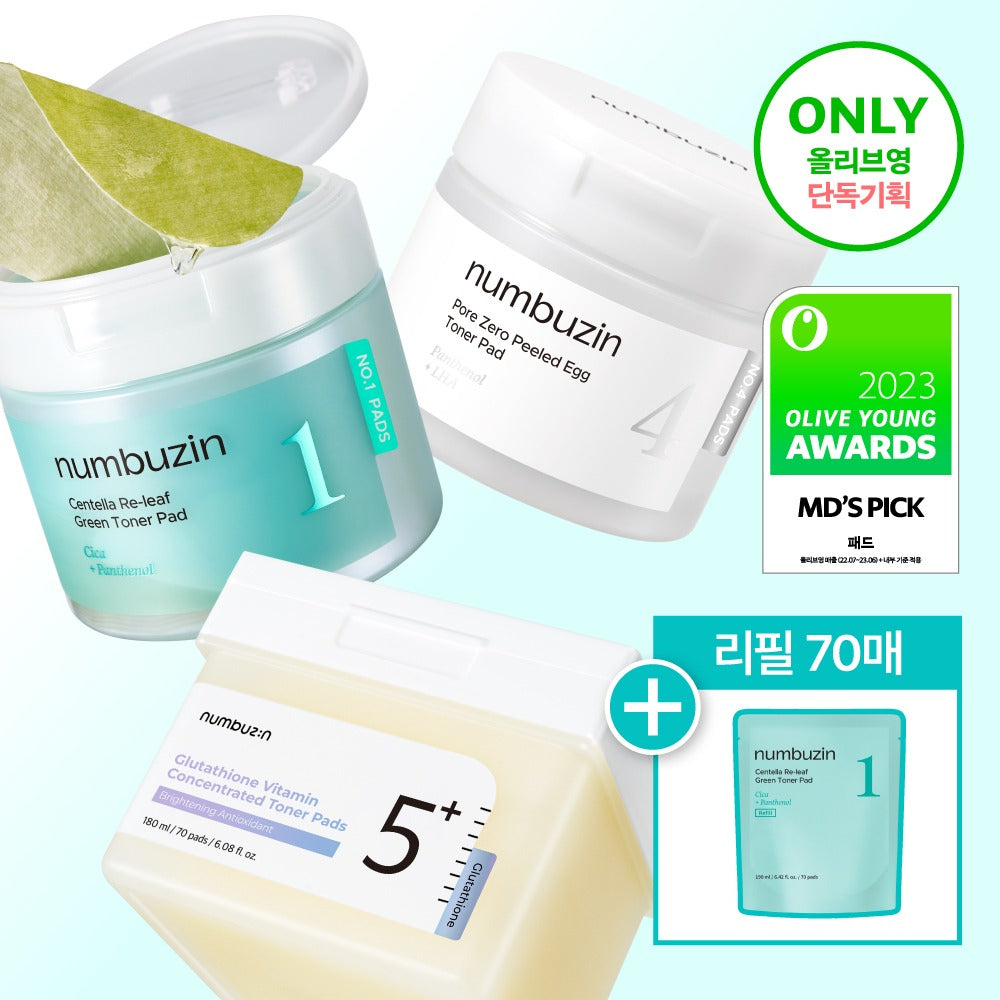 [numbuzin] Toner Pad Refill Soft Radiant Finish 140 Pads (70+70)