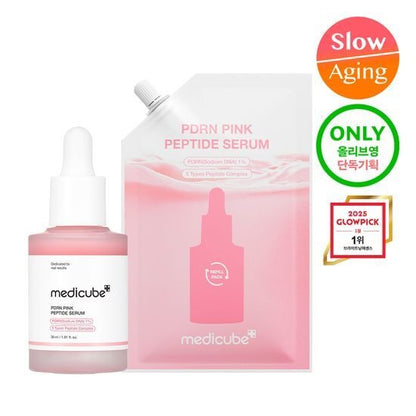 [Medicube] PDRN Pink Peptide Serum Set – Soft Radiant Finish + Refill & Toner Pads – 30ml + 50ml + 2 Pads