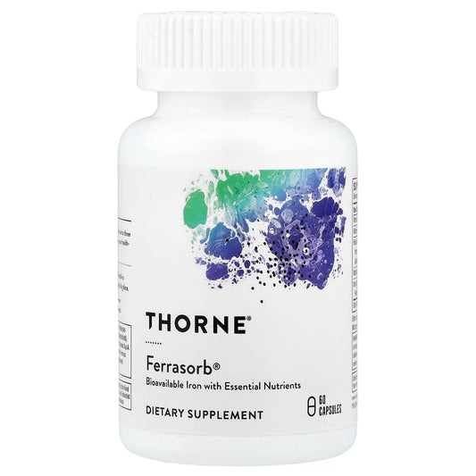 [Thorne] Ferrasorb Iron Complex with Vitamins C, B12 & Folate | 60 Capsules | Nutritional Support | GlowLab