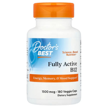 [Doctor's Best] Fully Active B12 Methylcobalamin 1500 mcg | 180 Veggie Capsules