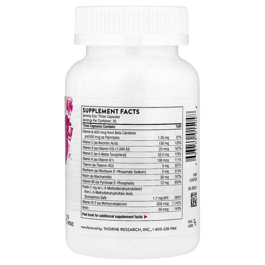 [Thorne] Prenatal Multivitamin | Balanced Daily Nutrient Support | 90 Capsules | GlowLab