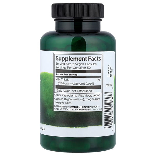 [Swanson] Full Spectrum Milk Thistle – 500mg Vegan Supplement | 100 Capsules