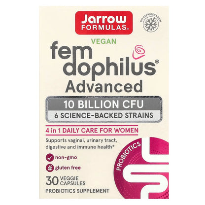 [Jarrow Formulas] Fem Dophilus 10 Billion CFU | Probiotic Dietary Supplement for Daily Wellness | 30 Veggie Capsules