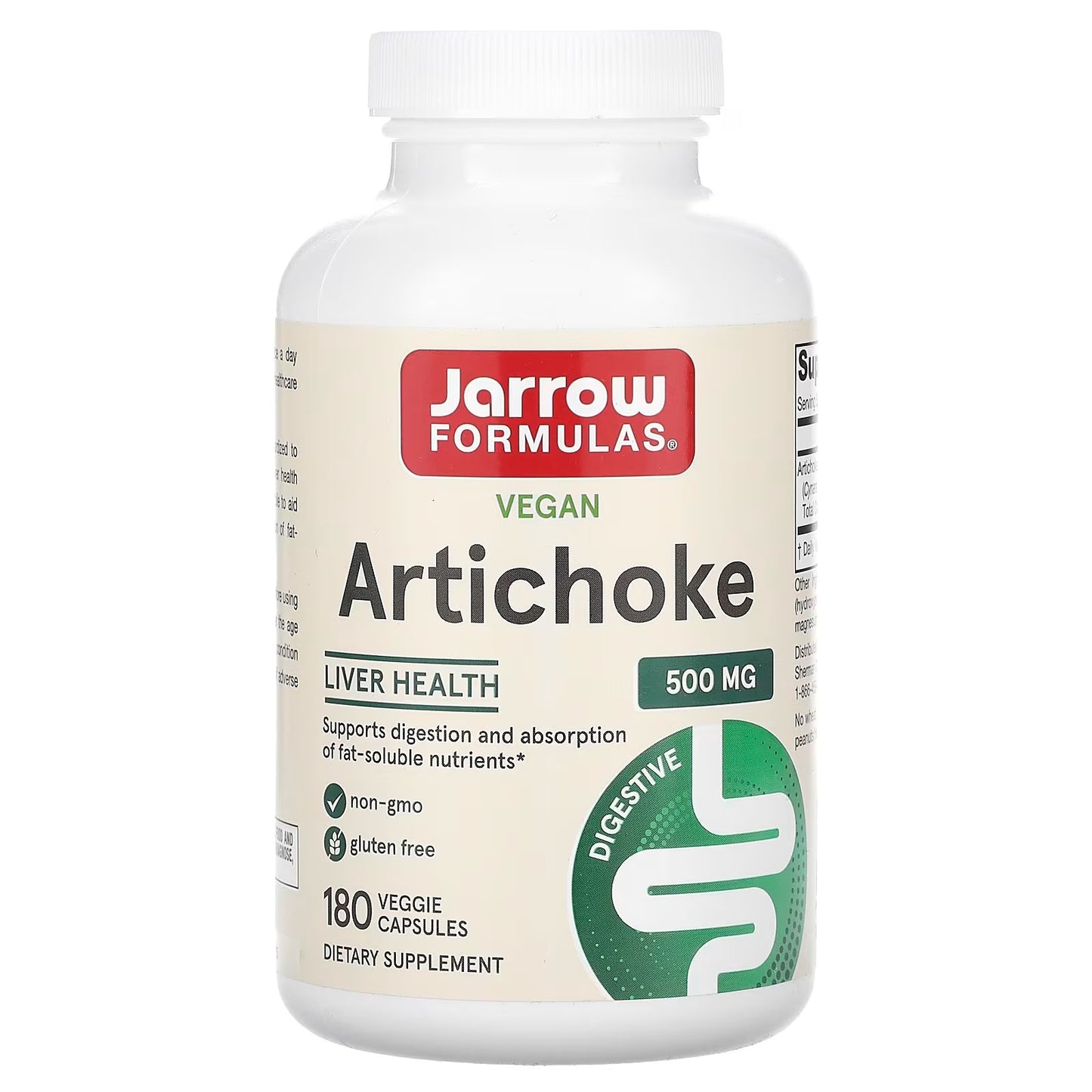 [Jarrow Formulas] Artichoke 500mg | Vegan Dietary Supplement for Daily Wellness | 180 Veggie Capsules