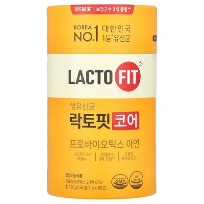 [LACTO-FIT] Core Probiotics with Zinc | Digestive & Immune Support | 120 g (2 g × 60 Sticks)