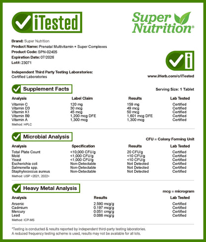 [Super Nutrition] SimplyOne Prenatal Daily Multivitamin with Super Complexes | 90 Tablets | GlowLab