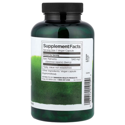 [Swanson] Full Spectrum Saw Palmetto 540mg | 250 Vegan Capsules | GlowLab