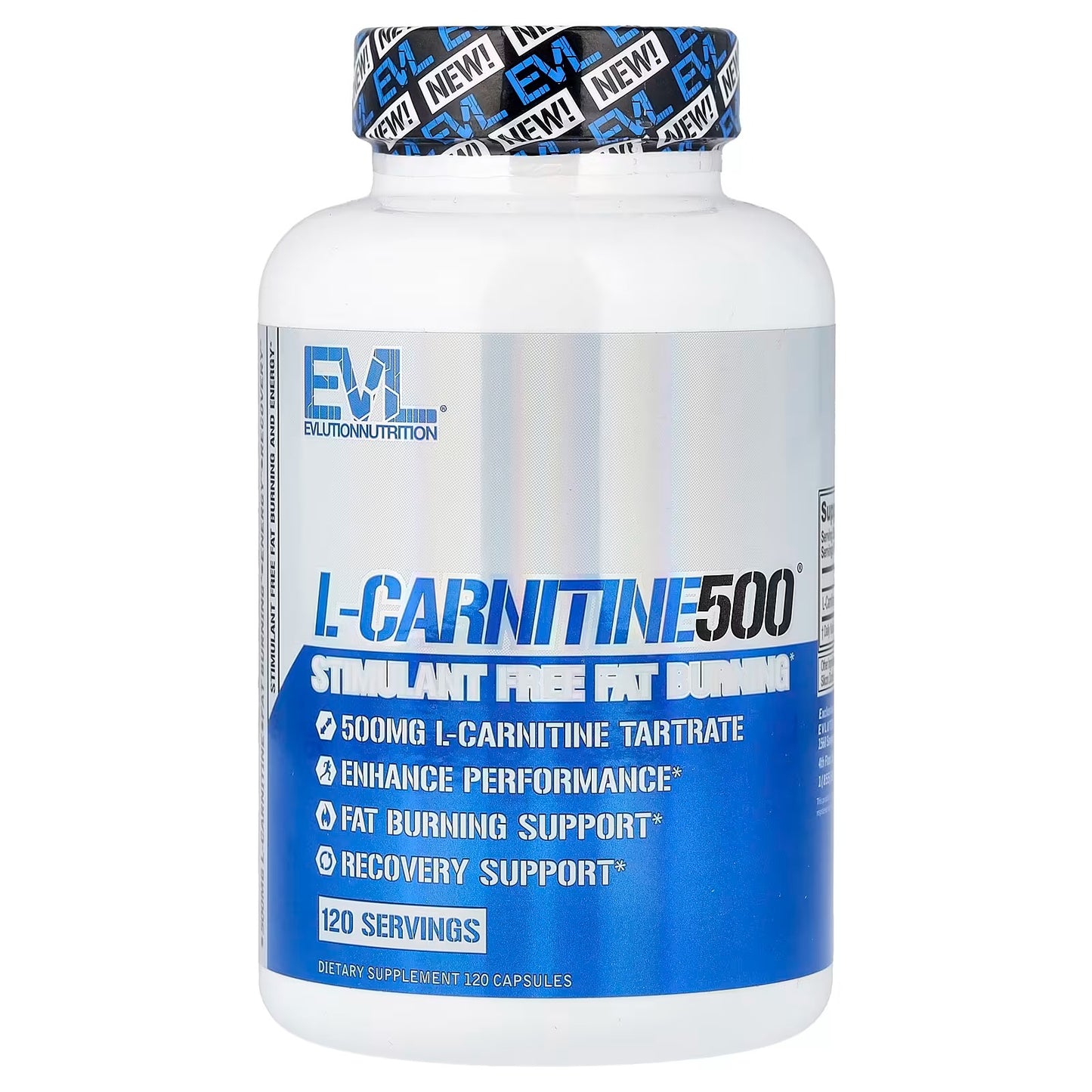 [EVLution Nutrition] L-Carnitine 500mg | Dietary Supplement for Active Lifestyle | 120 Capsules
