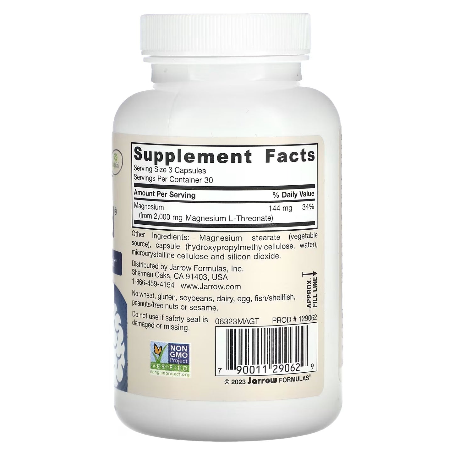 [Jarrow Formulas] MagMind Magnesium L-Threonate 2000mg | Dietary Supplement for Daily Wellness | 90 Veggie Capsules