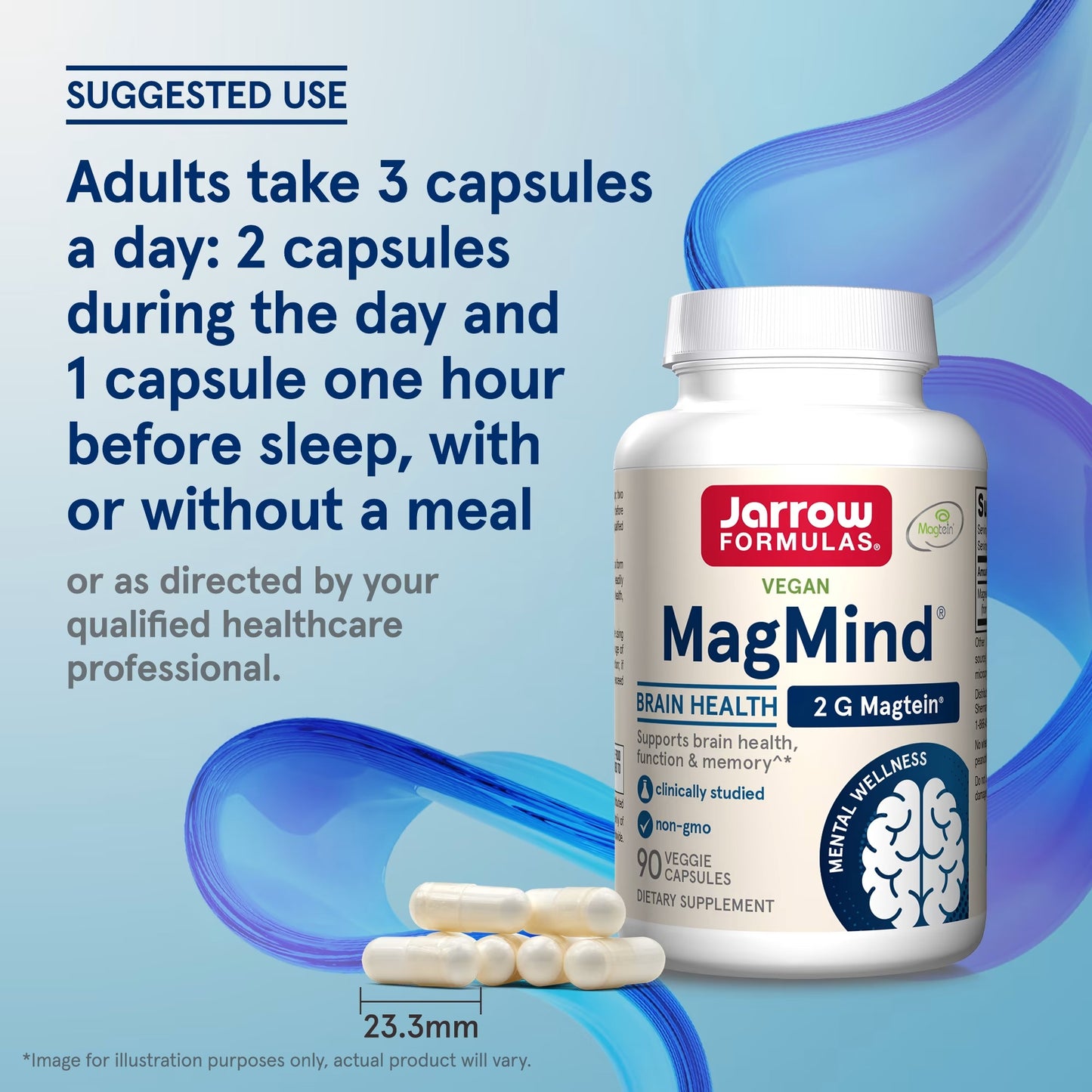 [Jarrow Formulas] MagMind Magnesium L-Threonate 2000mg | Dietary Supplement for Daily Wellness | 90 Veggie Capsules